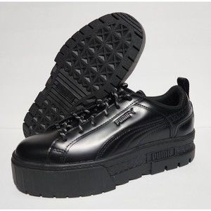 Puma x DUA LIPA Mayze Fluture Lace-Up Sneaker Black Leather Shoes WOMEN'S SIZE 9